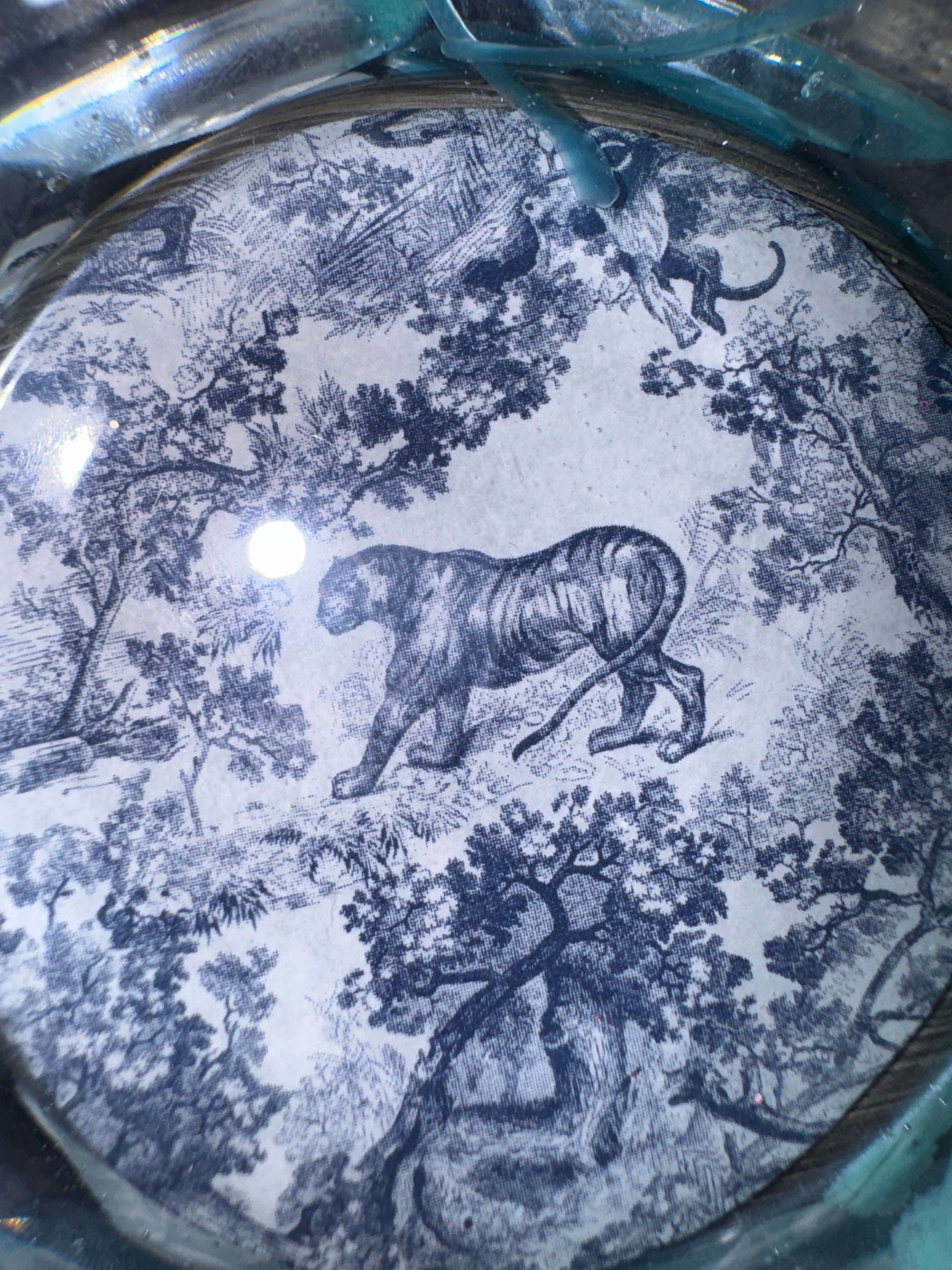 Blue & White Resin Ashtray with Dior Envelope Detail