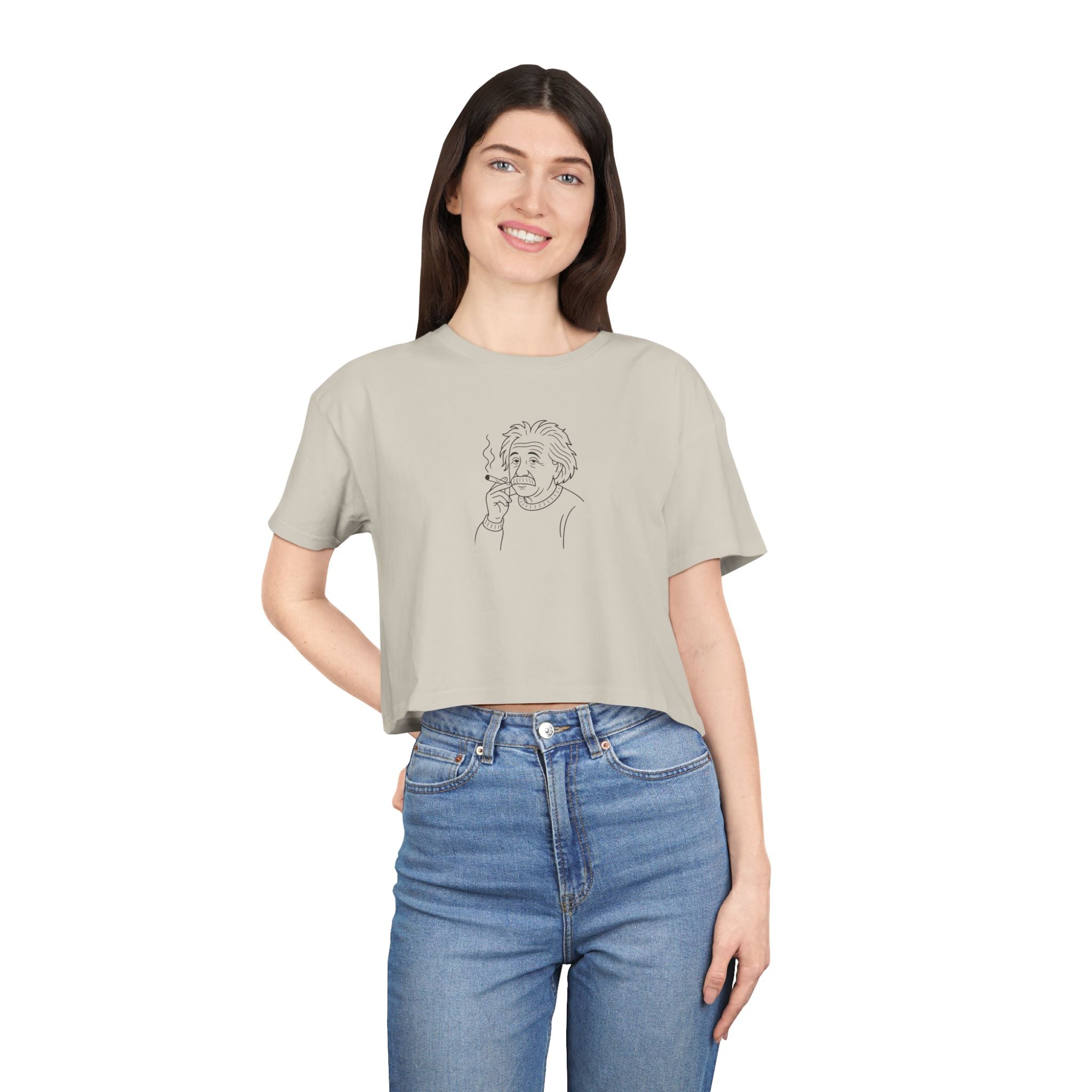 Albert Einstein smoking - Women's Crop Tee