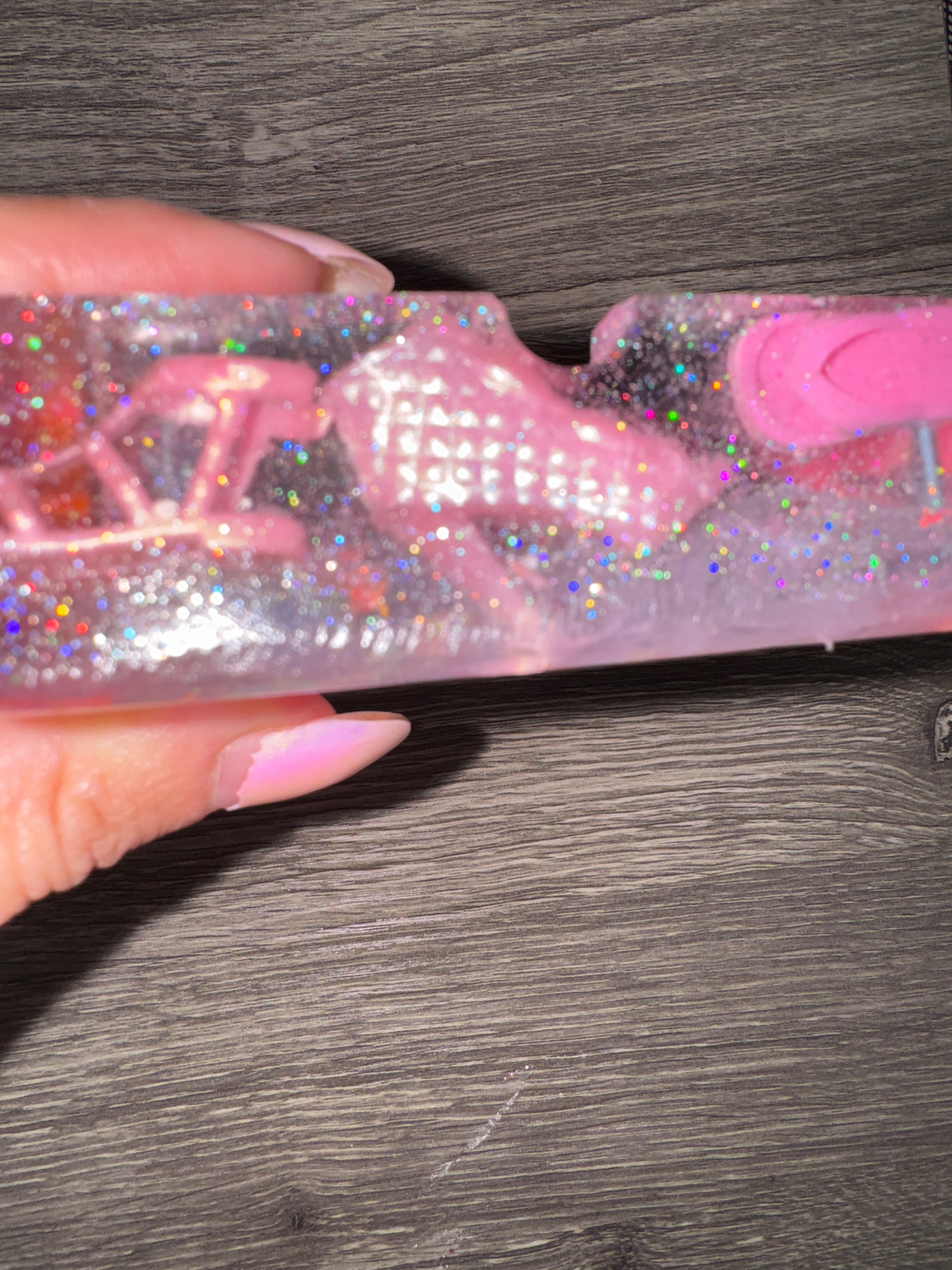 Pink Star Resin Ashtray with Barbie Heels & Holographic Glitter