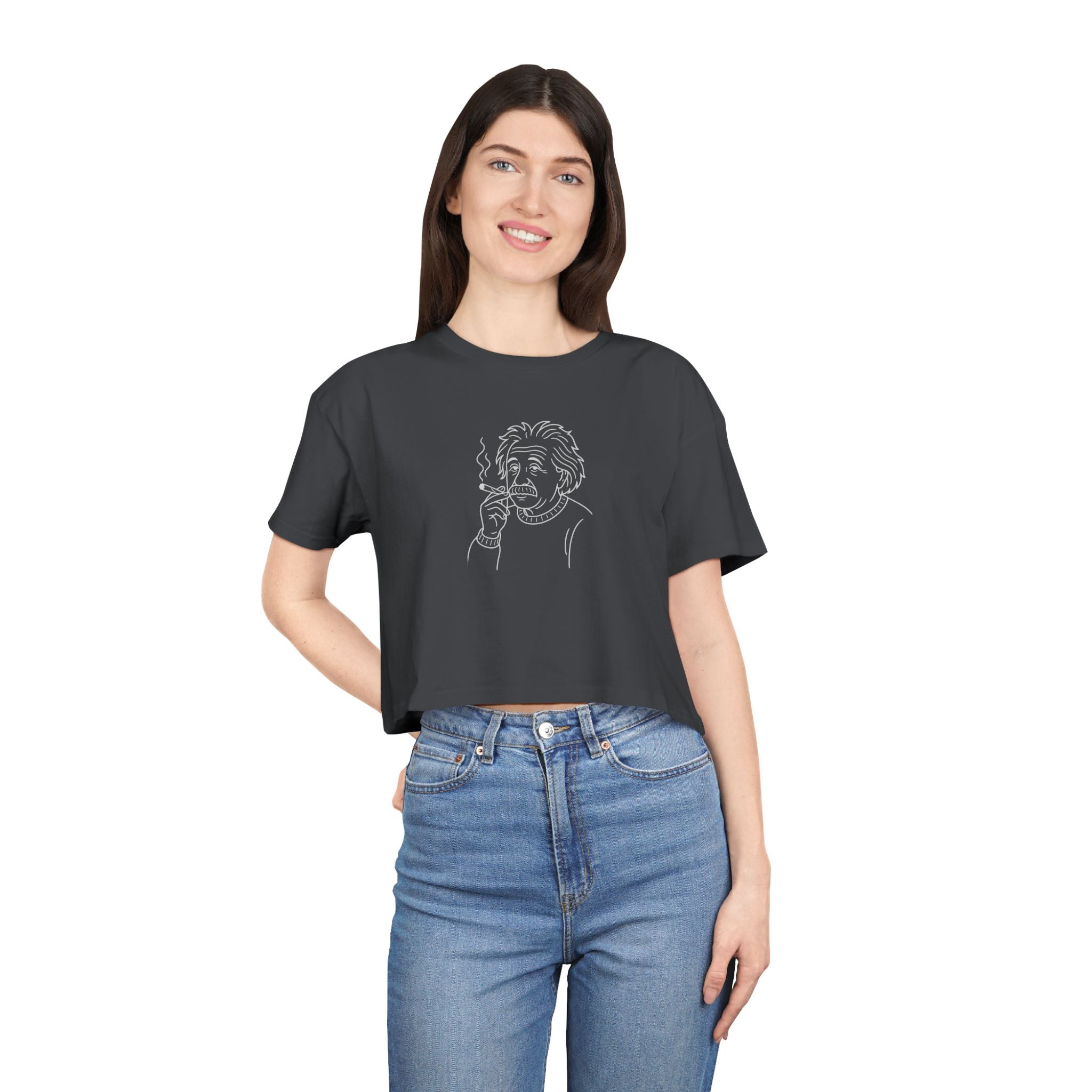 Albert Einstein smoking - Women's Crop Tee