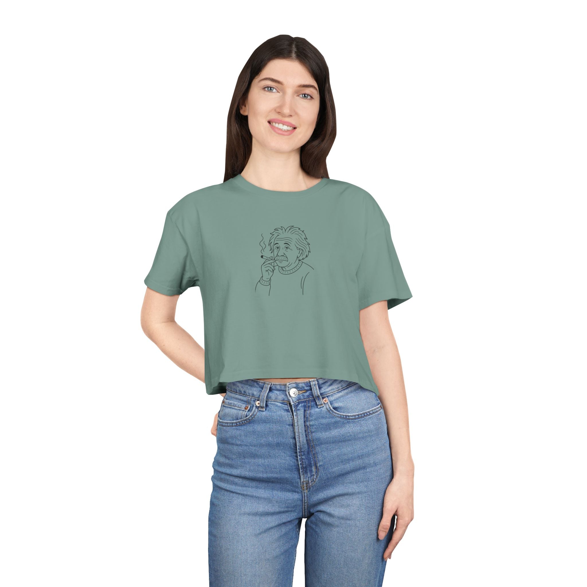 Albert Einstein smoking - Women's Crop Tee