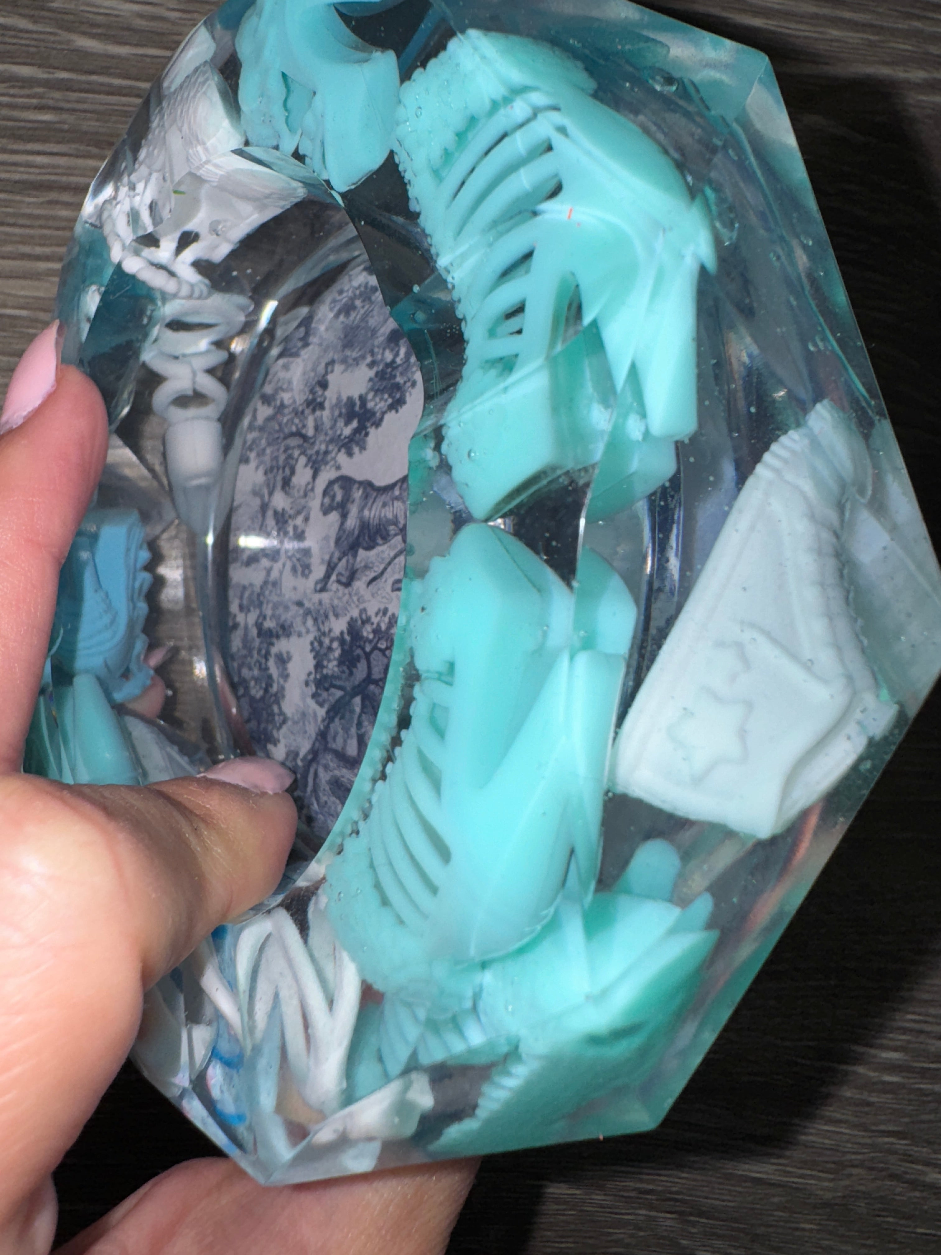 Blue & White Resin Ashtray with Dior Envelope Detail