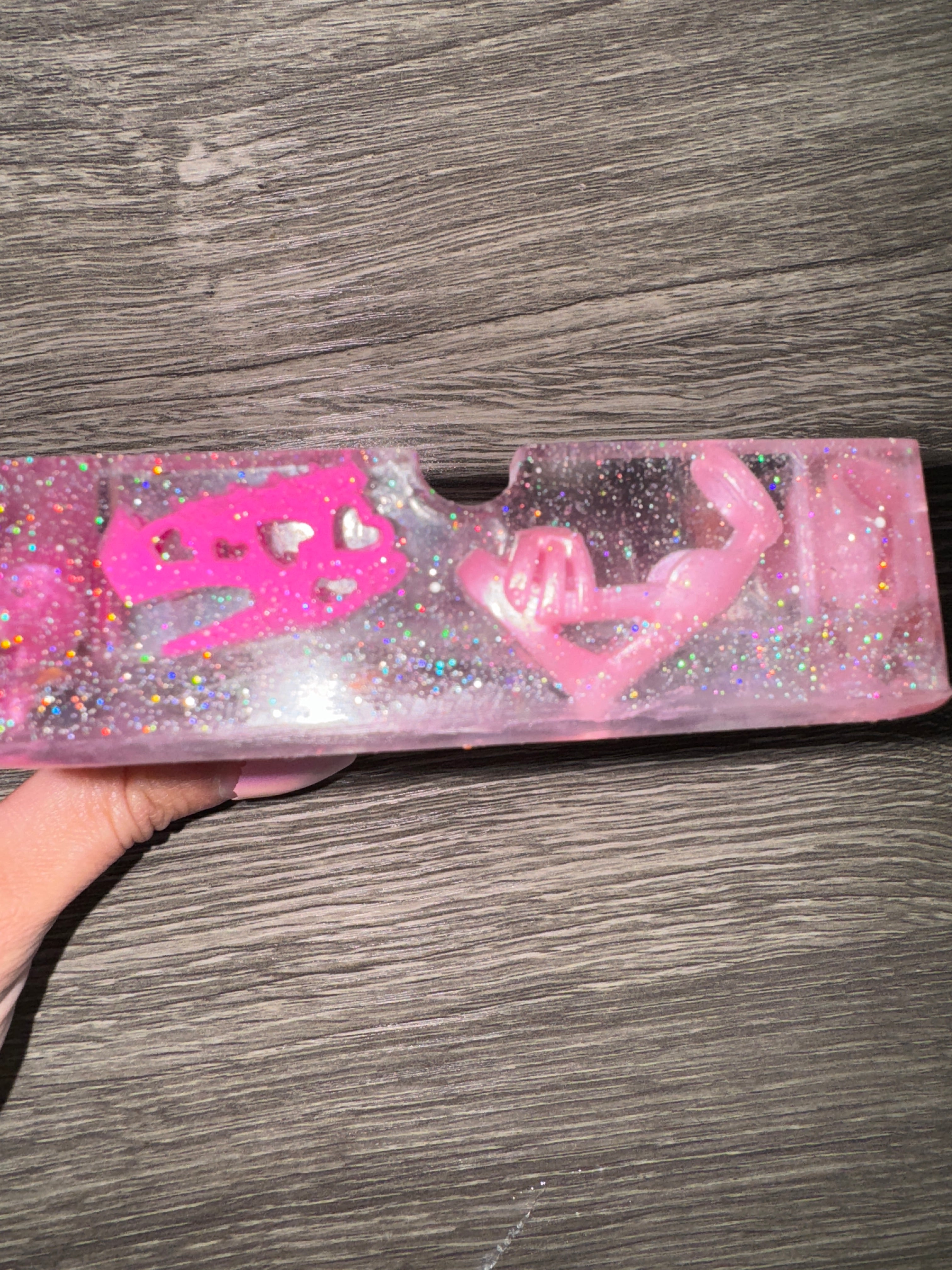Pink Star Resin Ashtray with Barbie Heels & Holographic Glitter