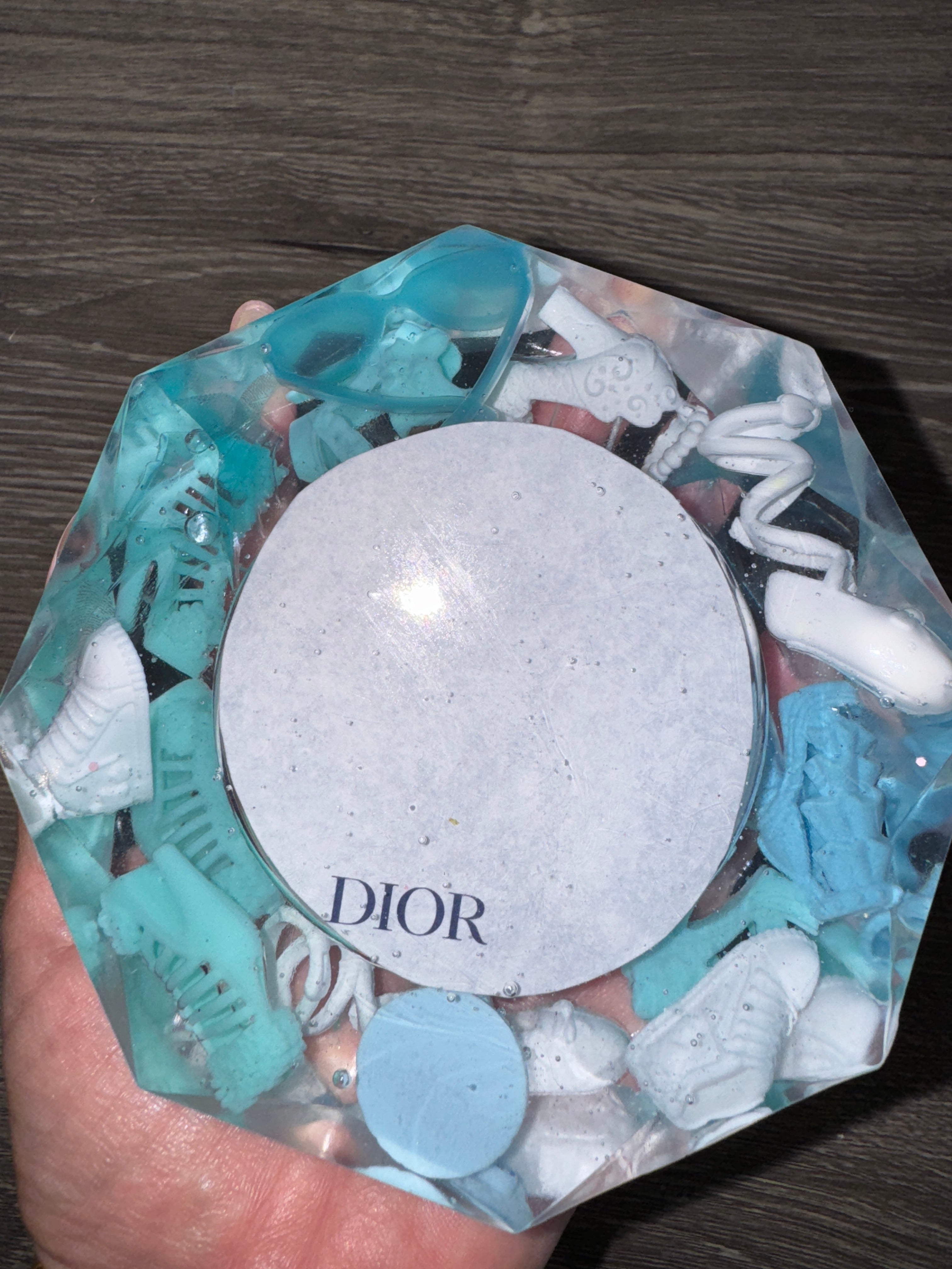 Blue & White Resin Ashtray with Dior Envelope Detail