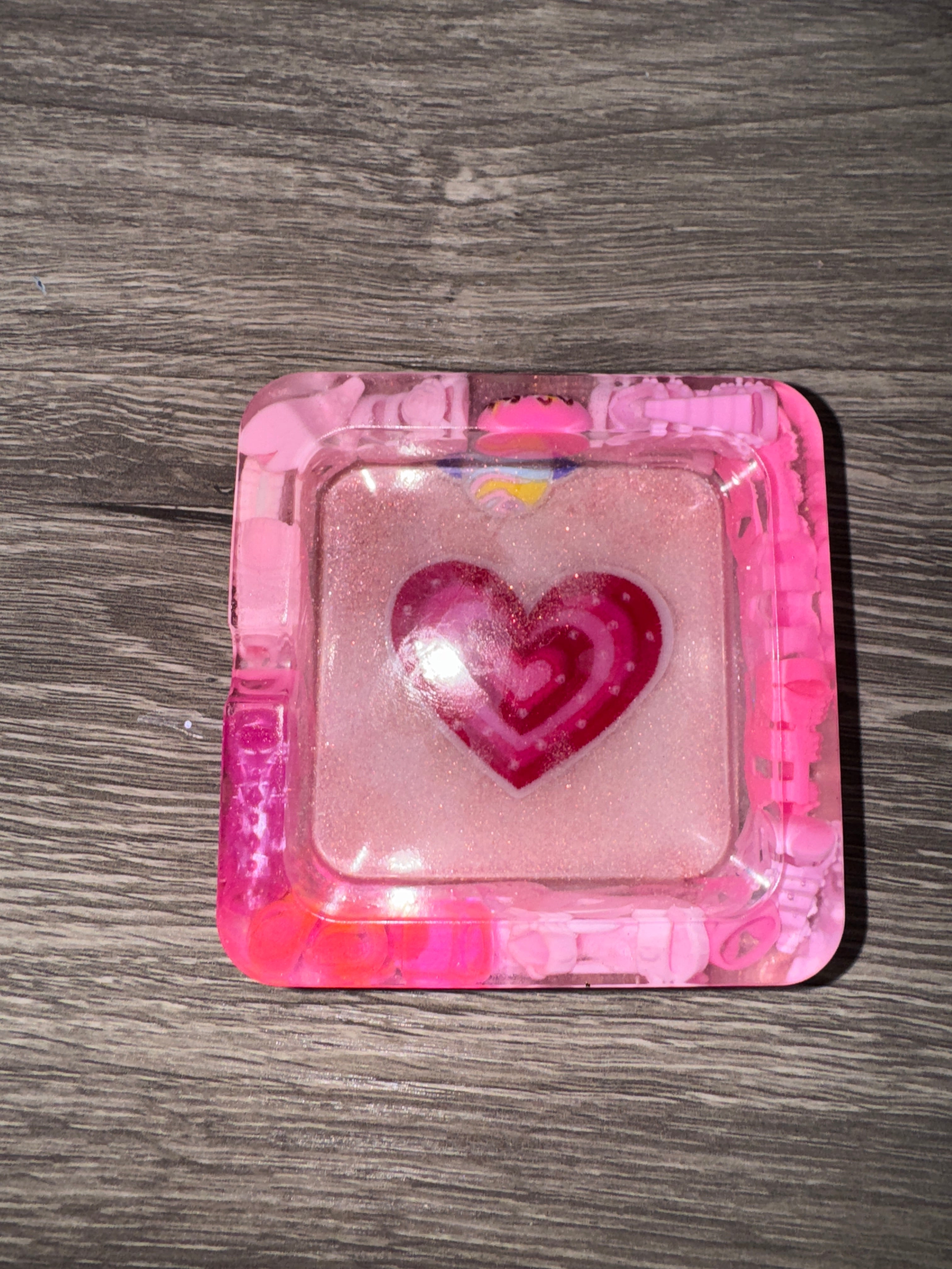 Cosmic Pink Heart Resin Ashtray